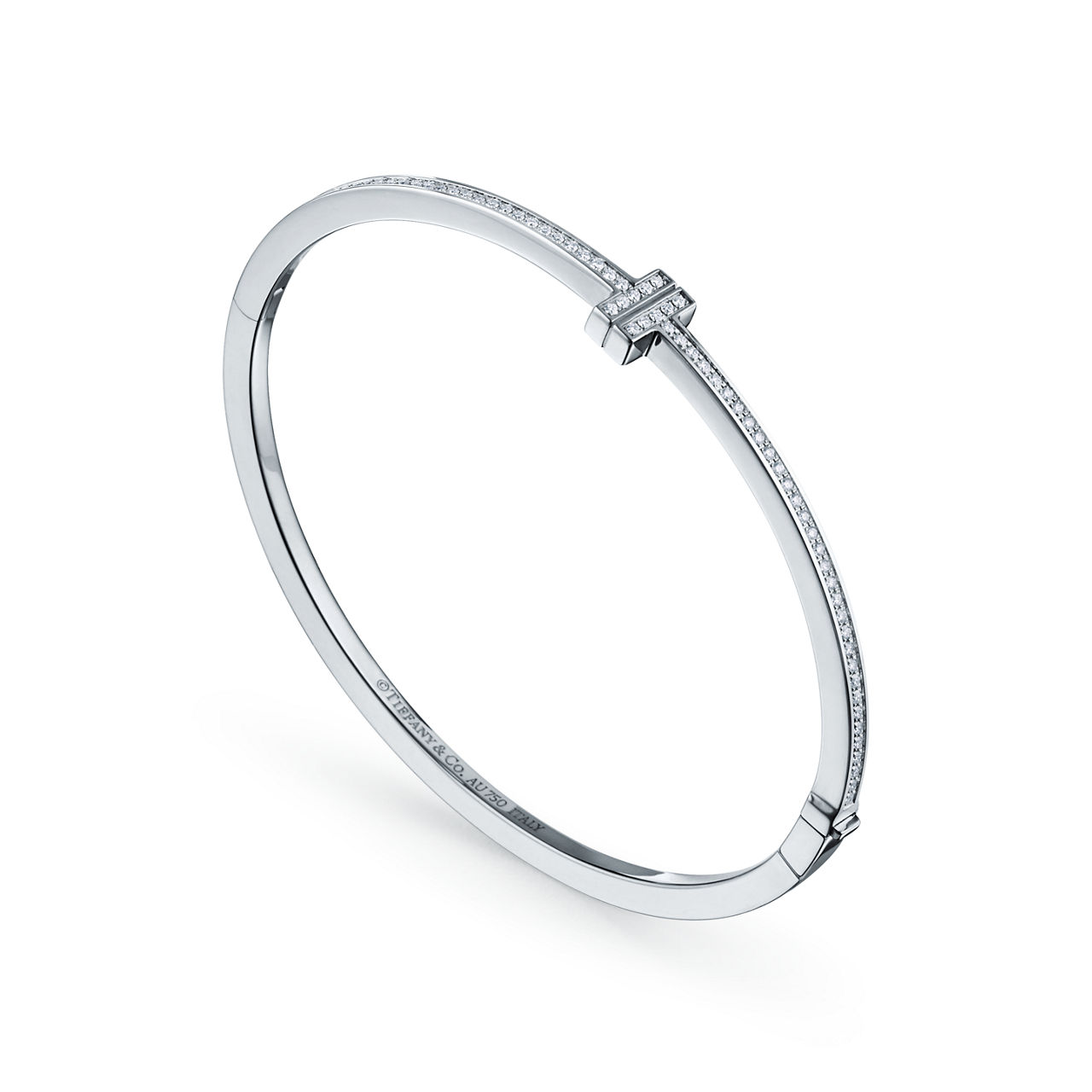 Tiffany T:Diamond Hinged Wire Bangle in White Gold image number 2