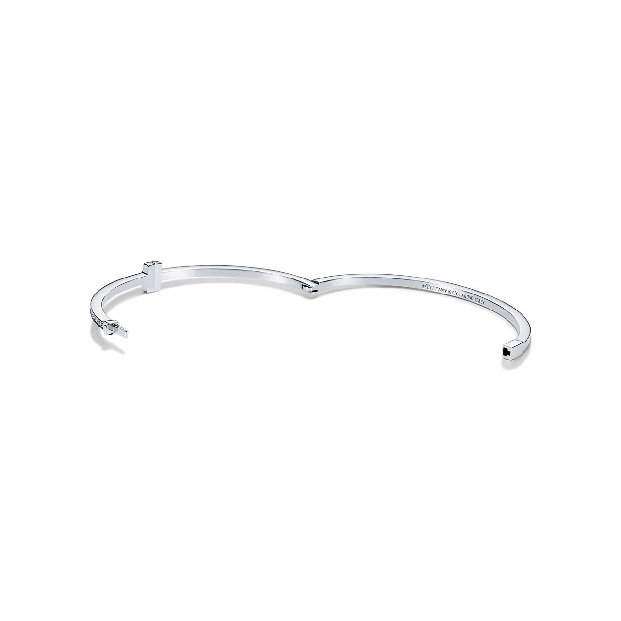 Tiffany T:Diamond Hinged Wire Bangle in White Gold image number 3