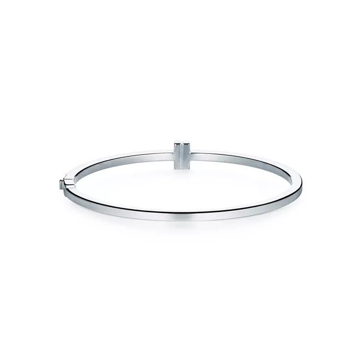 Tiffany T:Diamond Hinged Wire Bangle in White Gold, 5