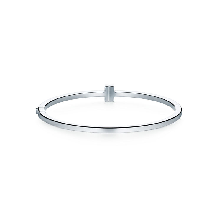 Tiffany T:Diamond Hinged Wire Bangle in White Gold image number 5