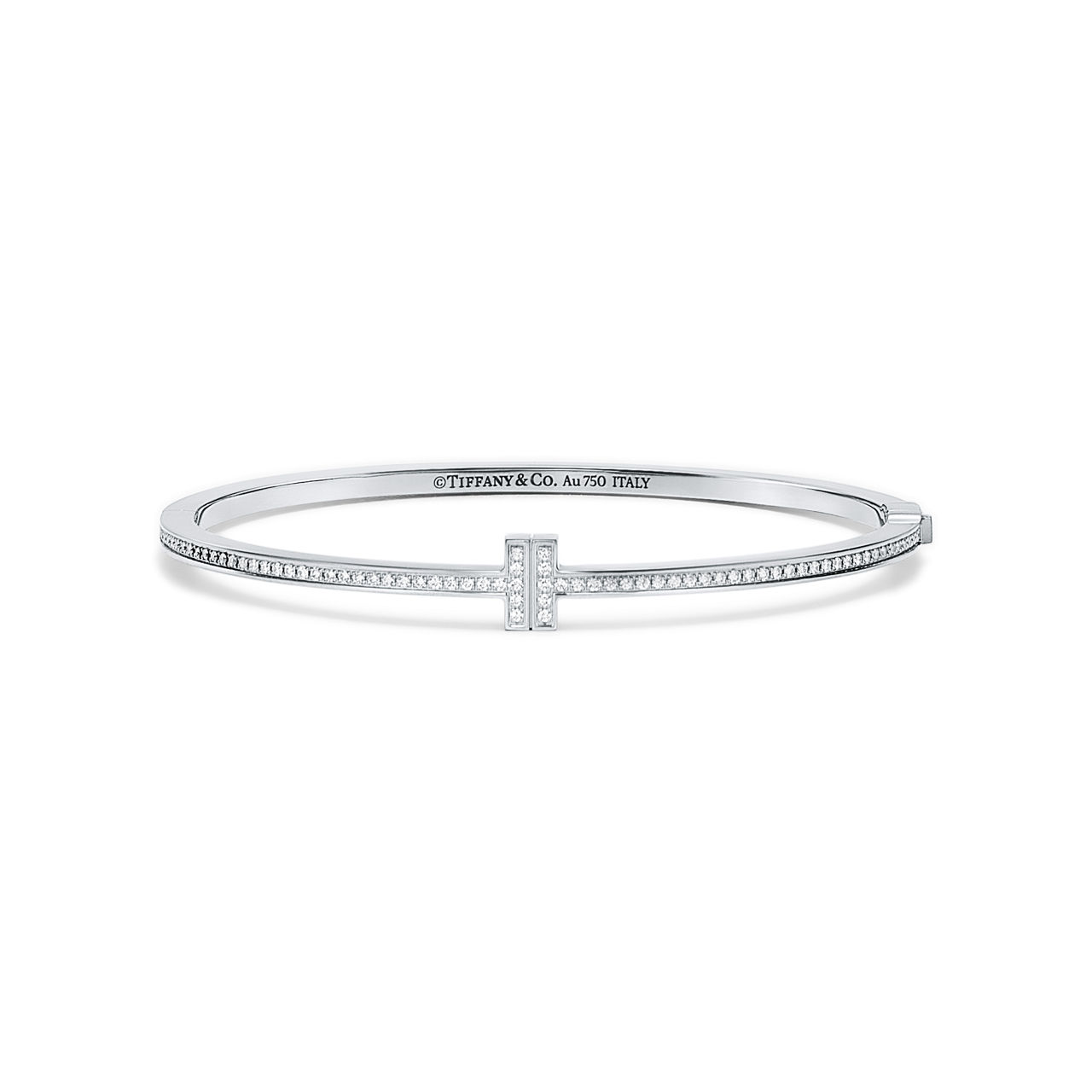 Tiffany T:Diamond Hinged Wire Bangle in White Gold image number 0