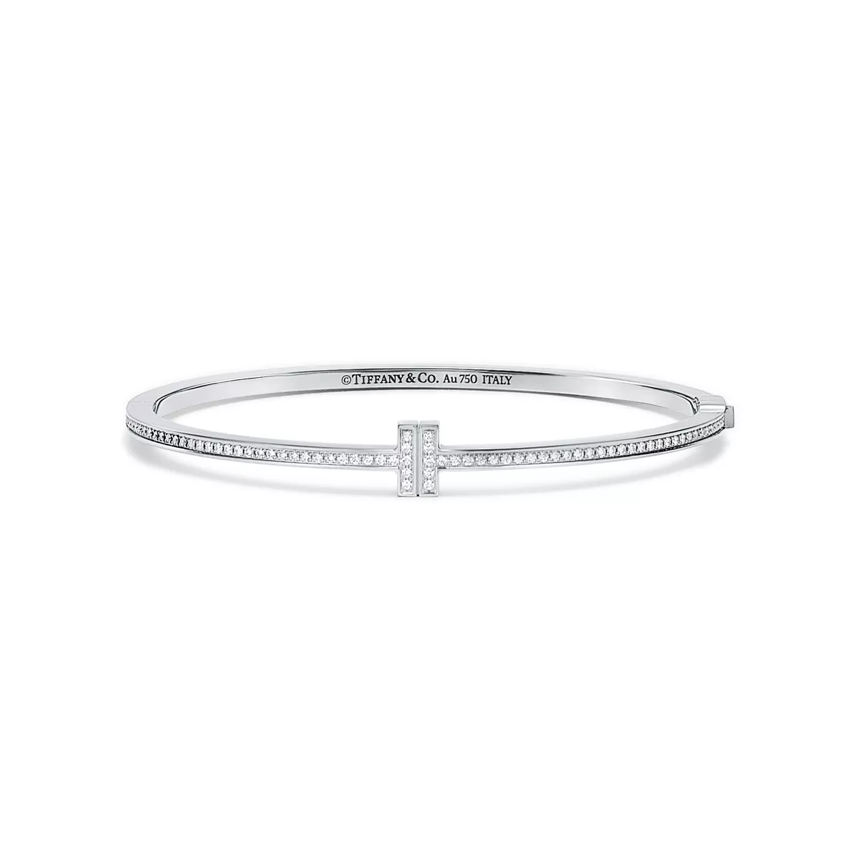 Diamond Hinged Wire Bangle in White Gold