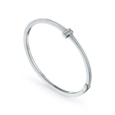 Tiffany T:Diamond Hinged Wire Bangle in White Gold, 2