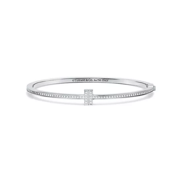 Aufklappbarer Wire Armreif mit Diamanten in Weißgold