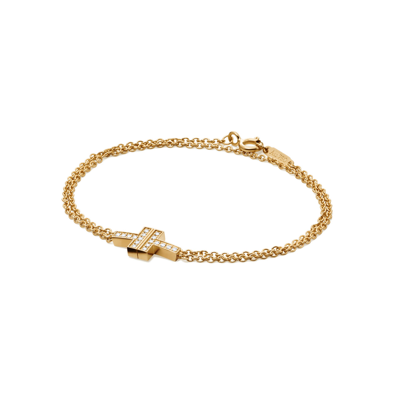 Tiffany T:Doppel-Gliederarmband mit Diamanten in Gelbgold Bildnummer 2