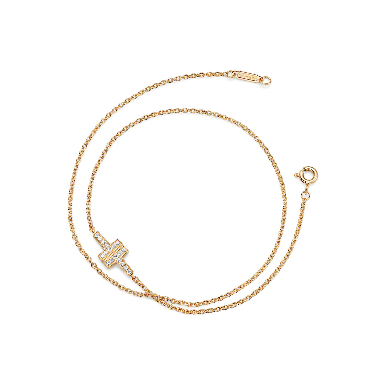 Tiffany T:Doppel-Gliederarmband mit Diamanten in Gelbgold Bildnummer 3