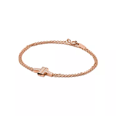 Tiffany T:Pulsera de diamantes de cadena doble de oro rosa, 2