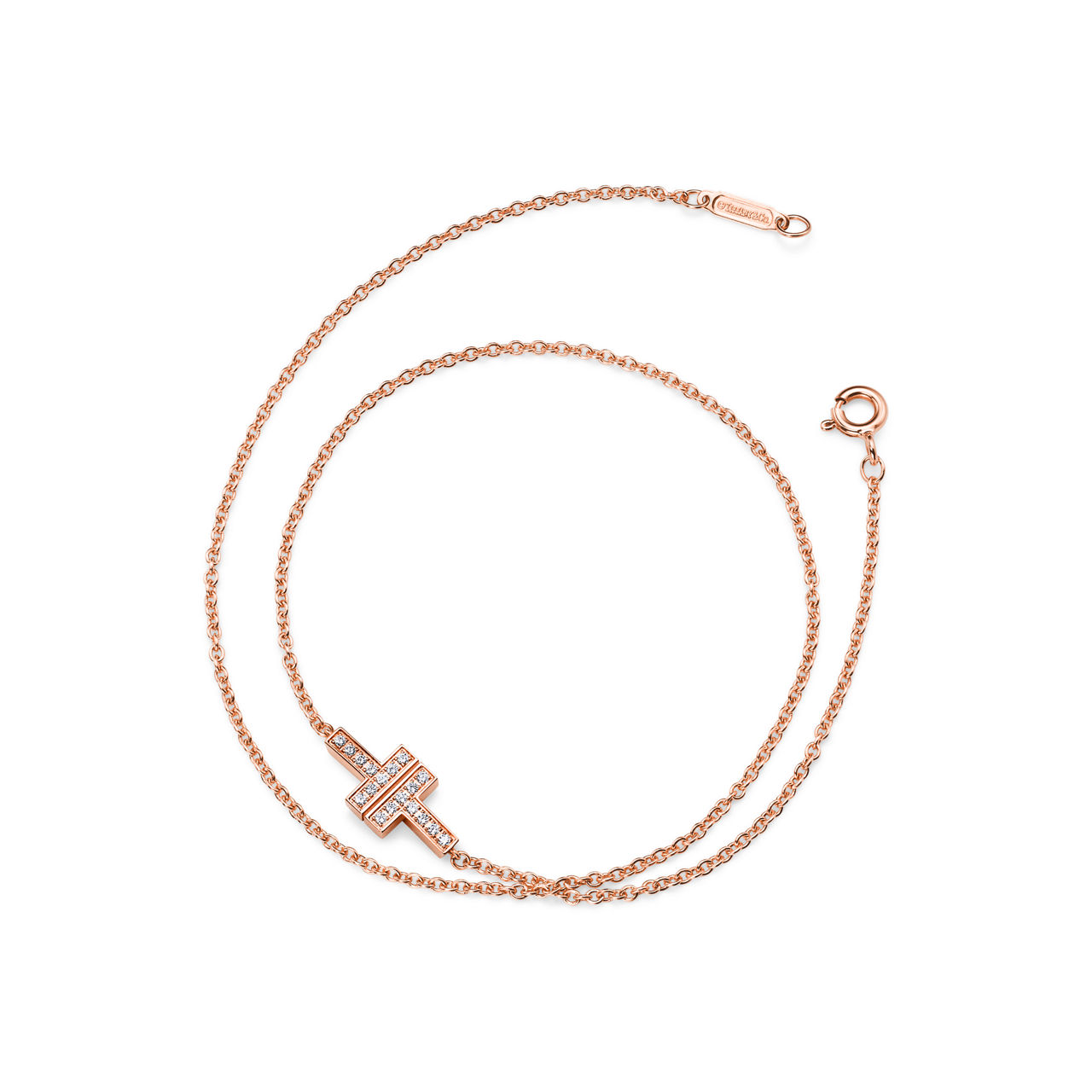 Tiffany T:Doppel-Gliederarmband mit Diamanten in Roségold Bildnummer 3