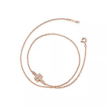 Tiffany T:Pulsera de diamantes de cadena doble de oro rosa, 3