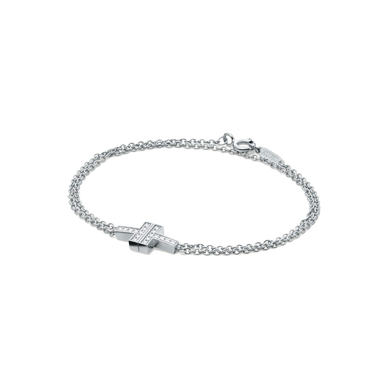 Tiffany T:Diamond Double Chain Bracelet in White Gold image number 2