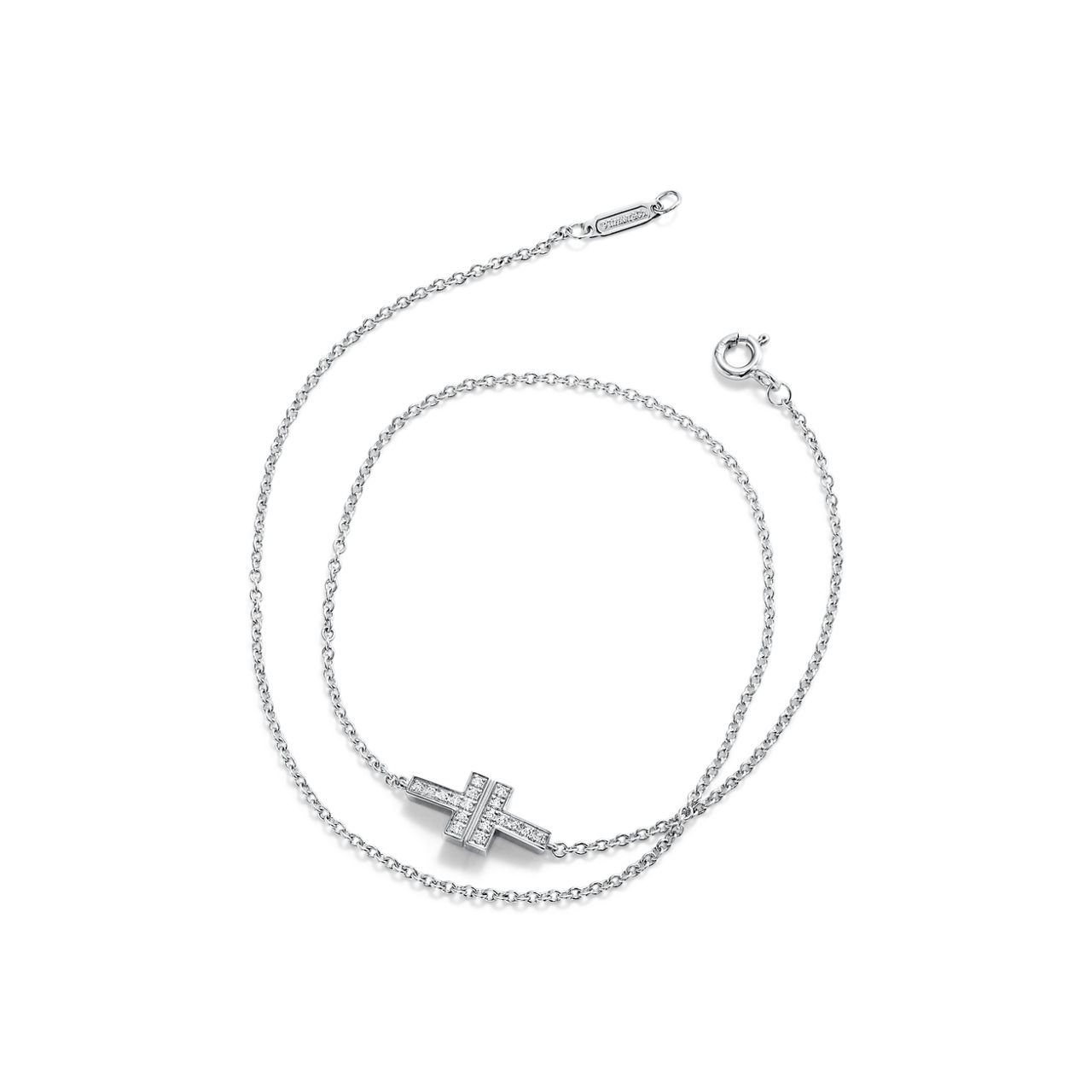 Tiffany T:Diamond Double Chain Bracelet in White Gold image number 3