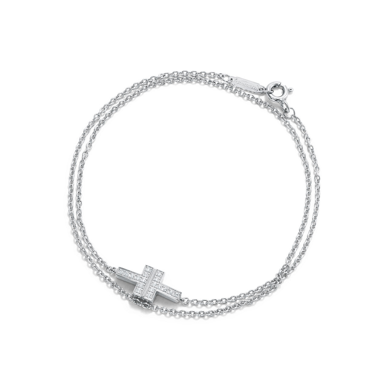 Tiffany T:Diamond Double Chain Bracelet in White Gold image number 0