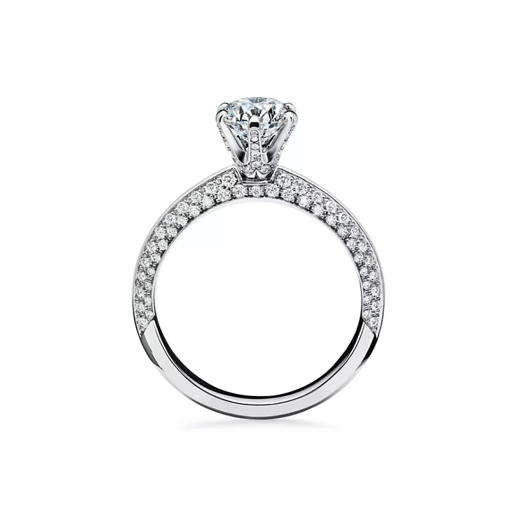 Pav&eacute; Tiffany&reg; Setting:Engagement Ring with a Pav&eacute; Diamond Band in Platinum, 5