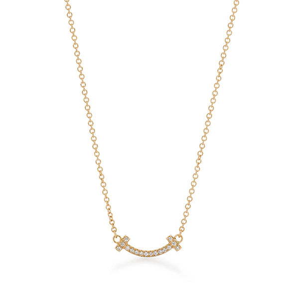 Tiffany T:Smile Pendant in Yellow Gold with Diamonds