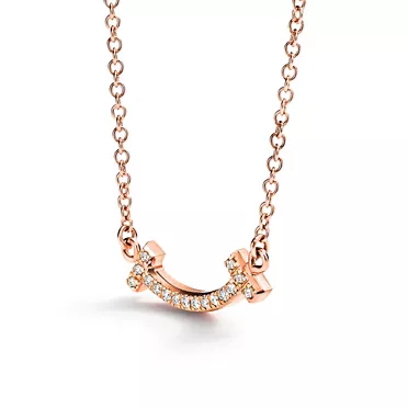 Tiffany T:Smile Pendant in Rose Gold with Diamonds, 3