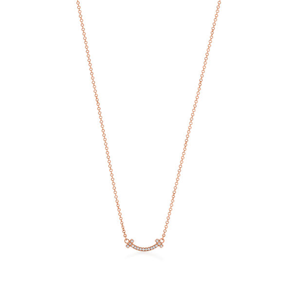 Tiffany T:Smile Pendant in Rose Gold with Diamonds