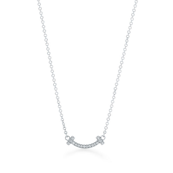 Tiffany T:Smile Pendant in White Gold with Diamonds