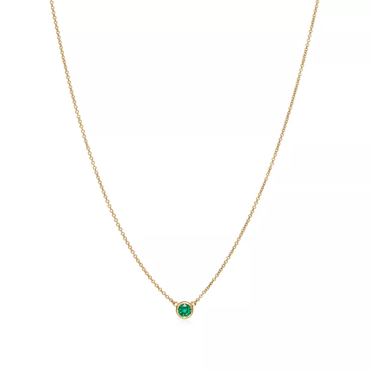 Elsa Peretti&reg;:Color by the Yard Pendant in Yellow Gold with an Emerald, 4