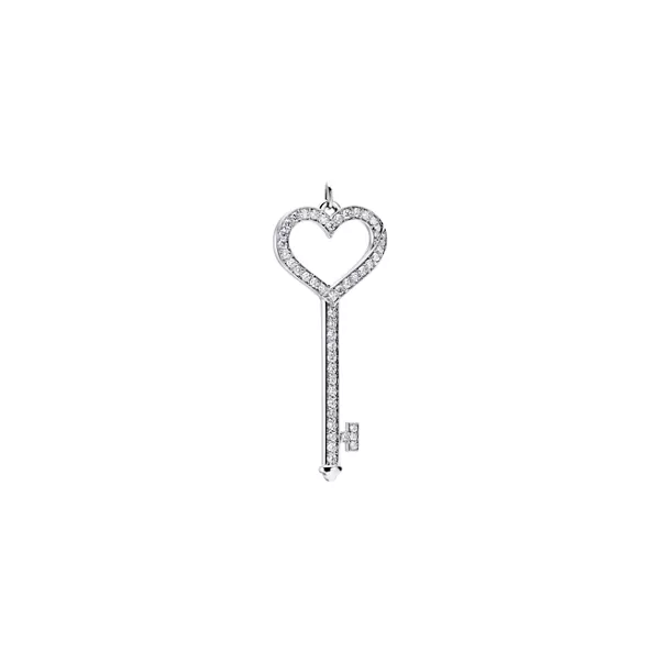 Heart Key in Platinum with Diamonds, Small