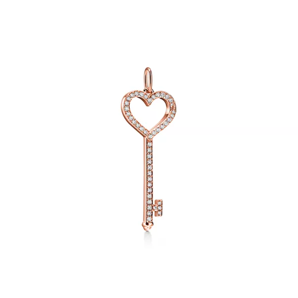 Heart Key in Rose Gold with Diamonds, Small