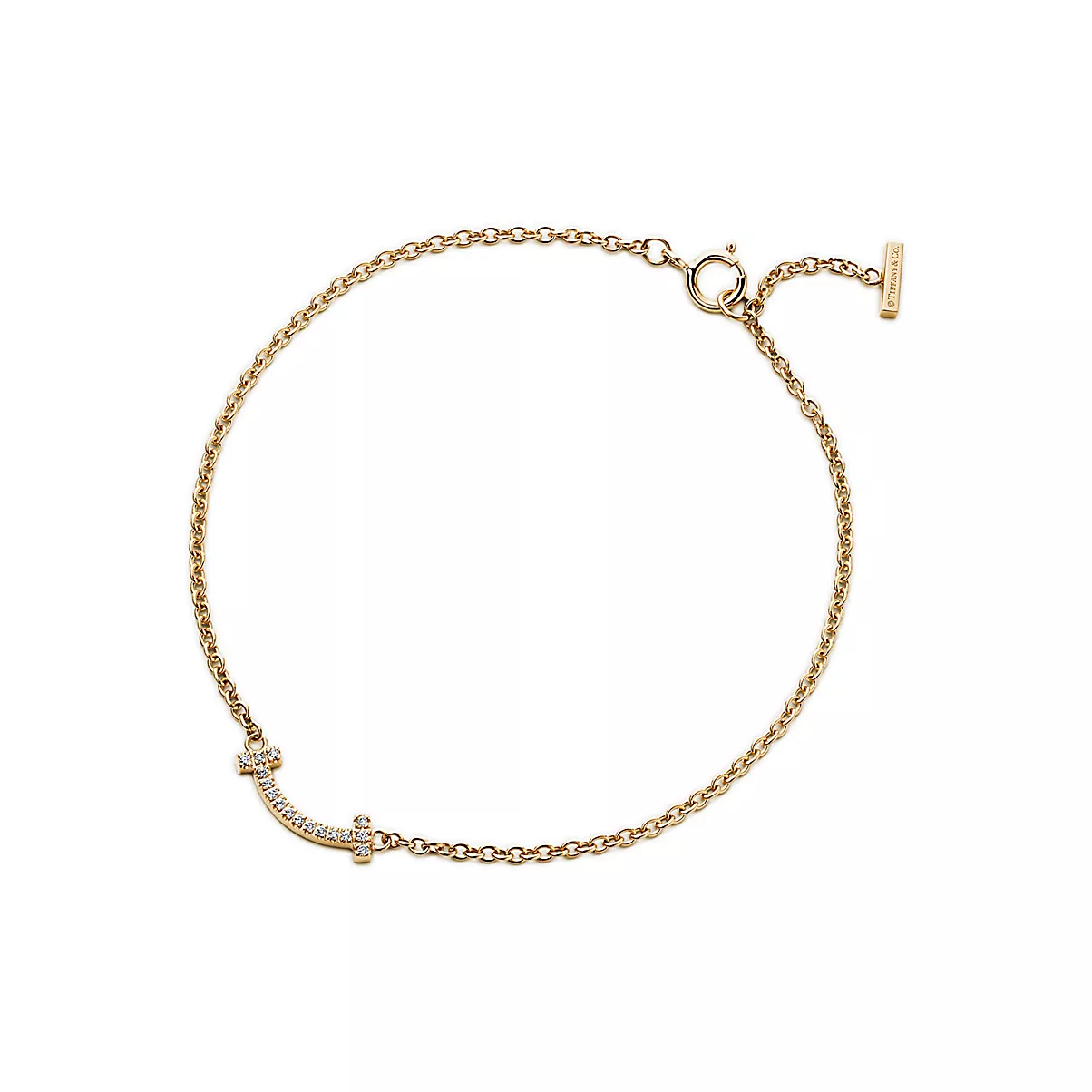 Tiffany T Bracelet 18K 옐로우 골드 라운드 브릴리언트 다이아몬드 No color