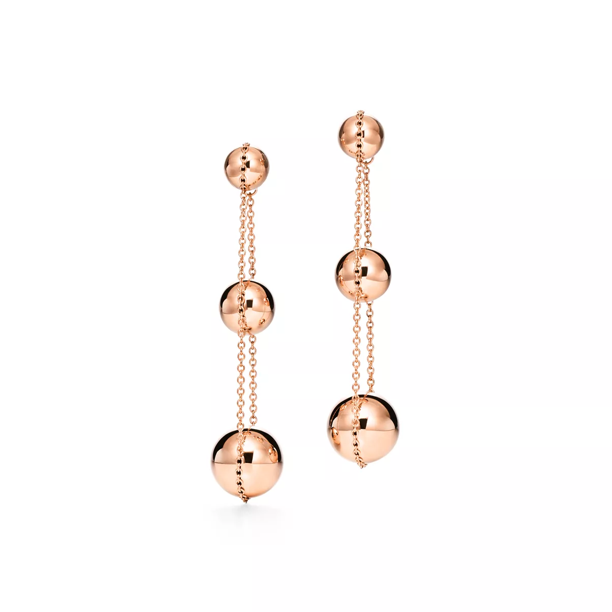 Triple Drop Earrings in Rose Gold