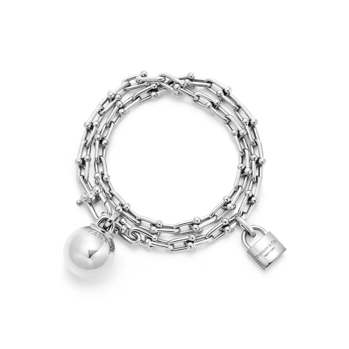 Pulsera de varias vueltas con eslabones peque&ntilde;os de plata de ley