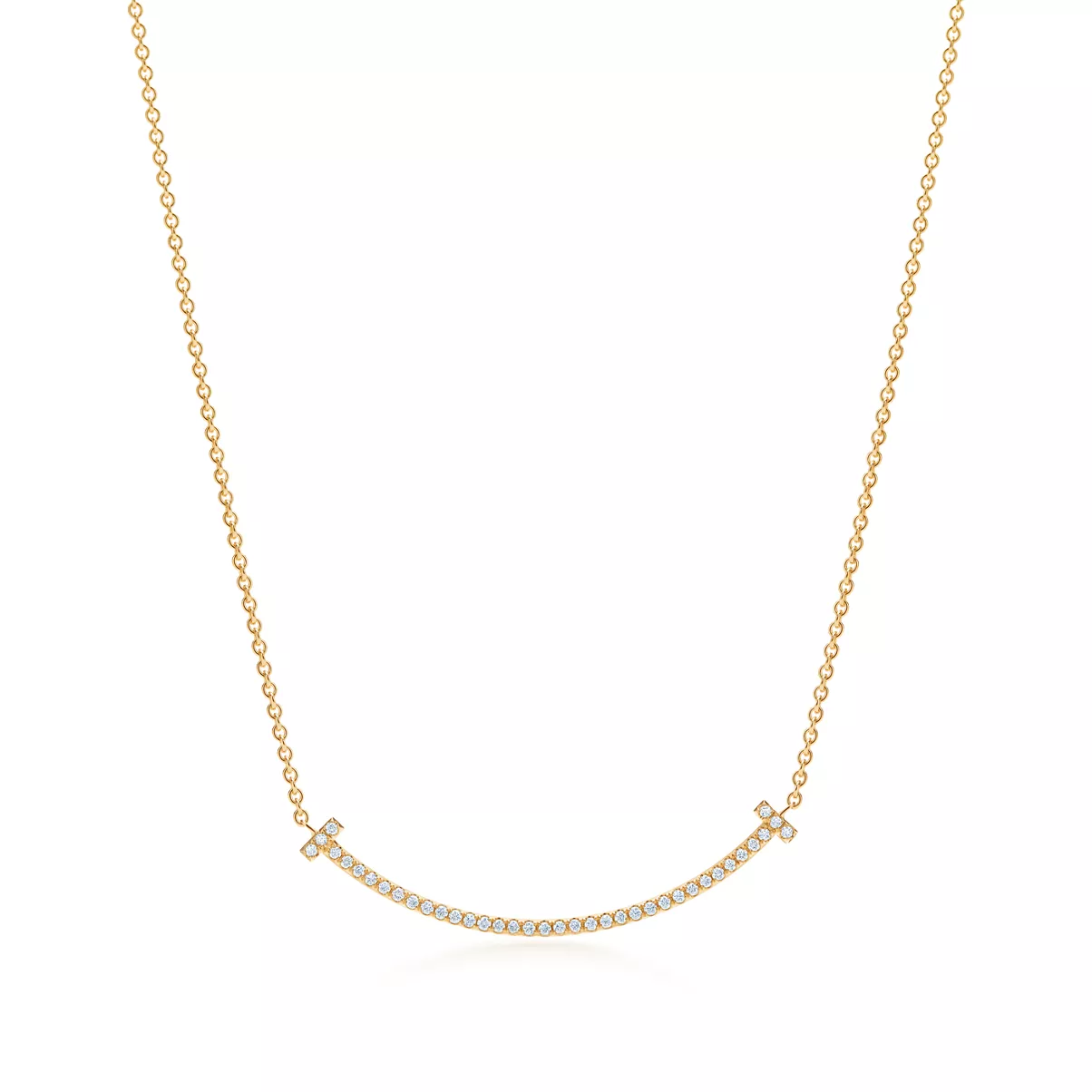 Smile Pendant in Yellow Gold with Diamonds, Small