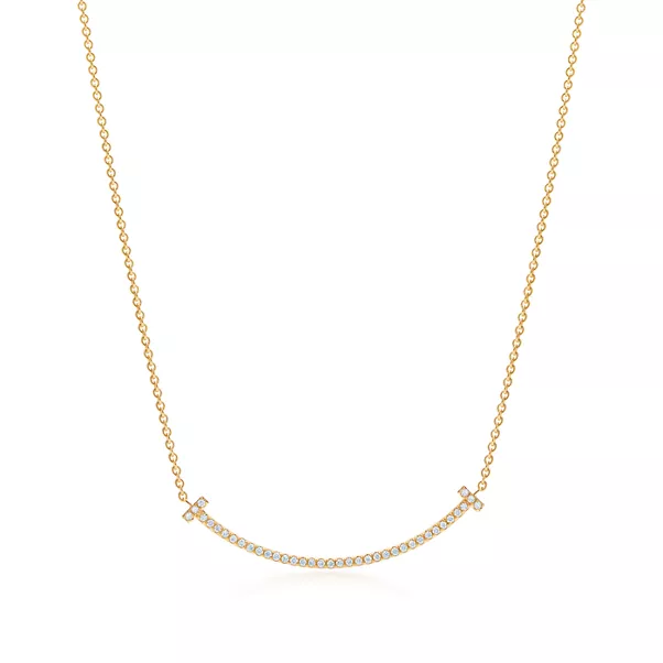 Smile Anhänger in Gelbgold mit Diamanten, Small