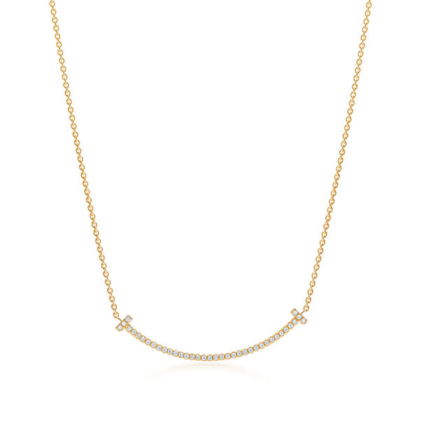 Tiffany T:Smile Pendant in Yellow Gold with Diamonds, Small