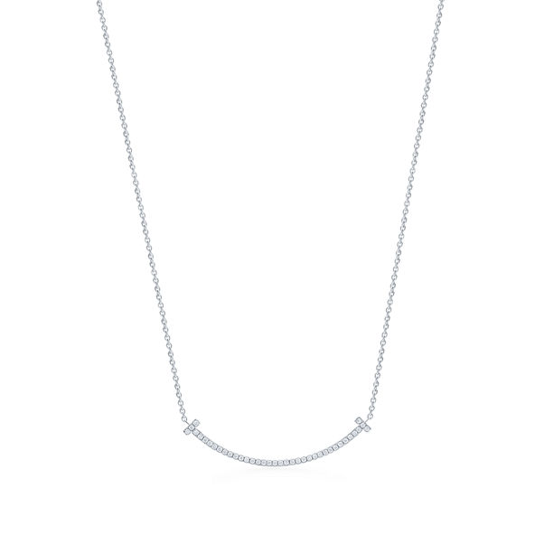 Tiffany T:Smile Pendant in White Gold with Diamonds, Small