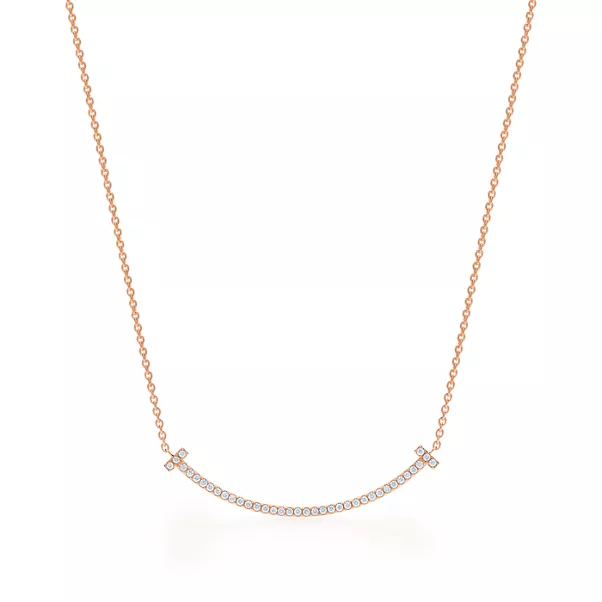 Smile Anhänger in Roségold mit Diamanten, Small
