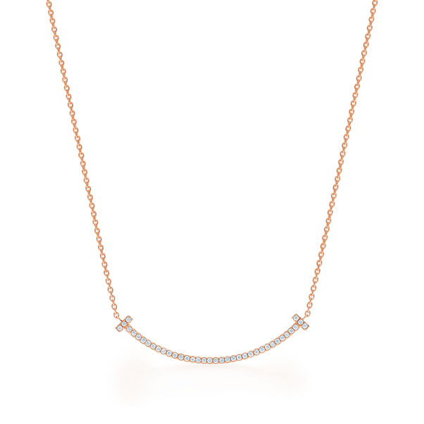 Tiffany T:Smile Pendant in Rose Gold with Diamonds, Small