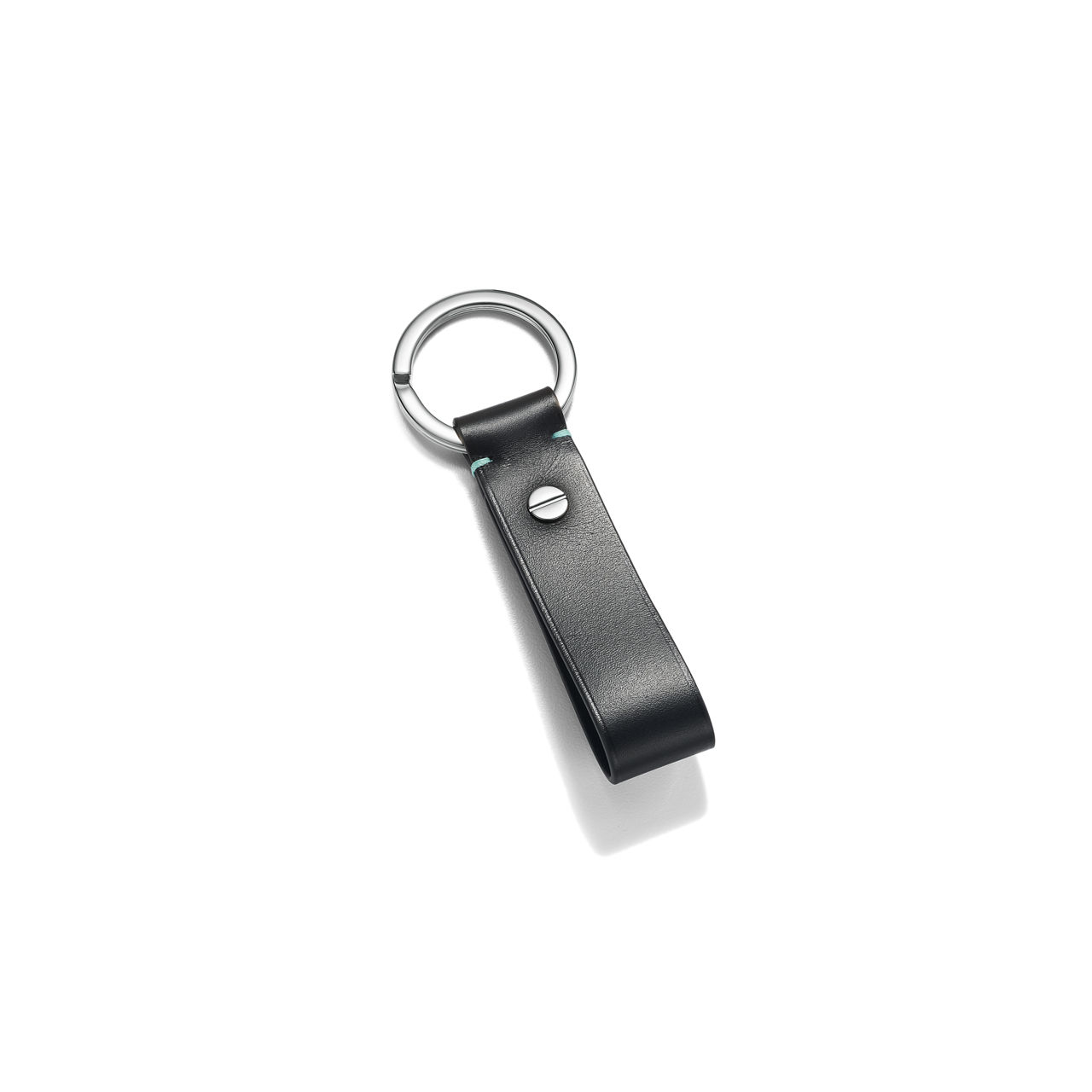 Makers Key Fob in Black Smooth Leather