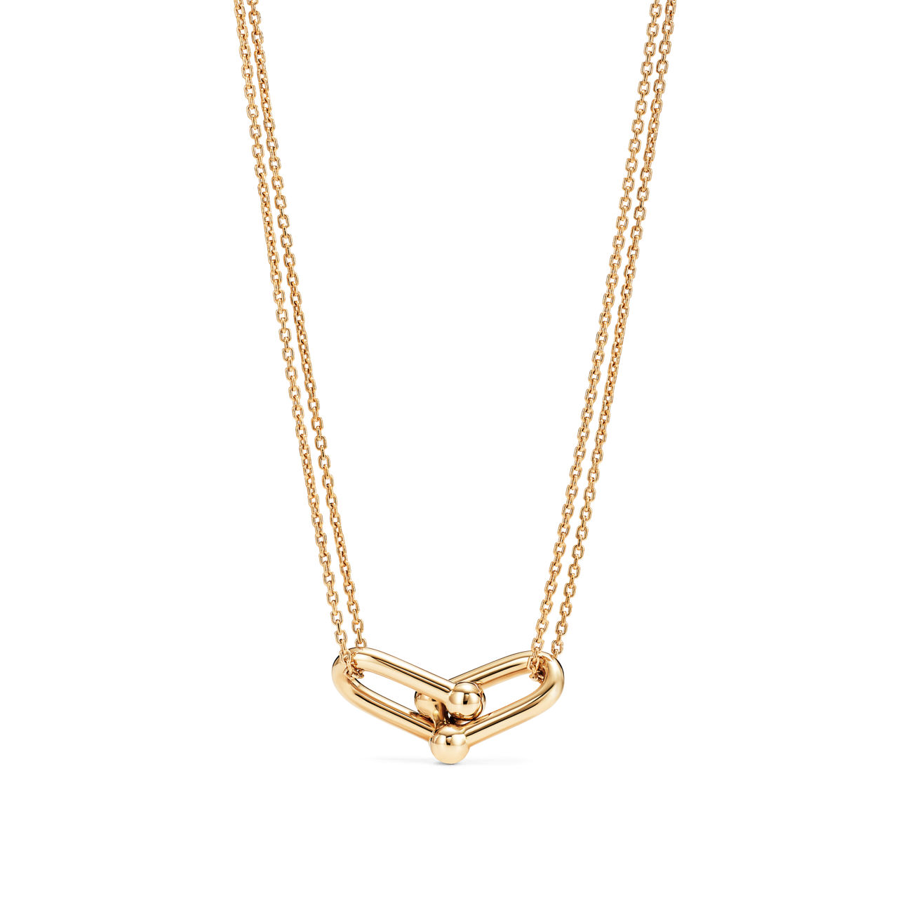 Large Double Link Pendant in Yellow Gold