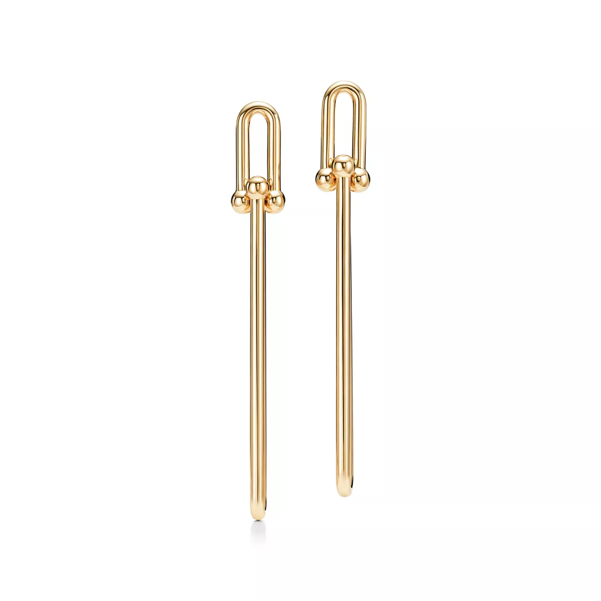 Double Long Link Earrings in Yellow Gold