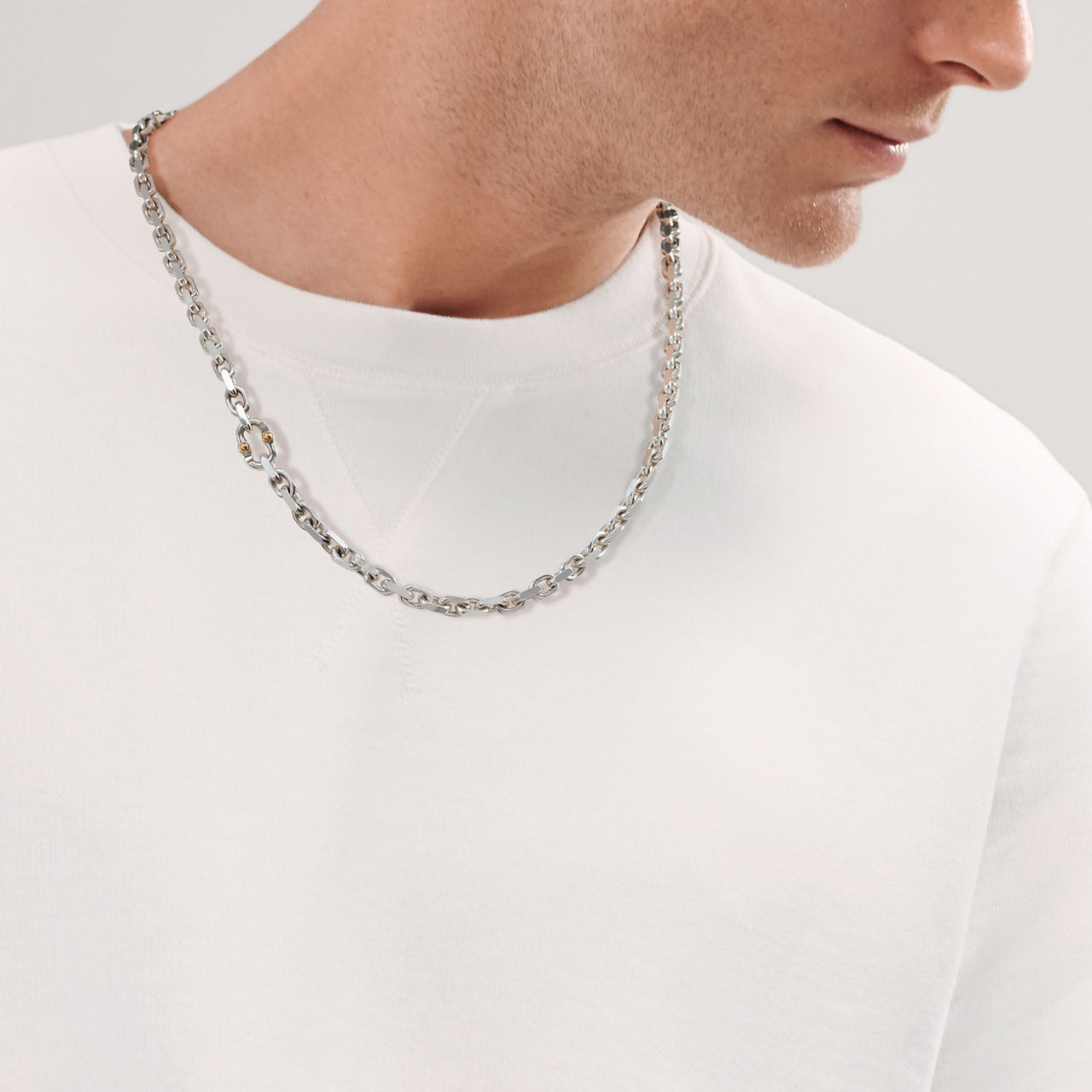 Makers Chain Necklace in Sterling Silver and 18k Gold, 24" 