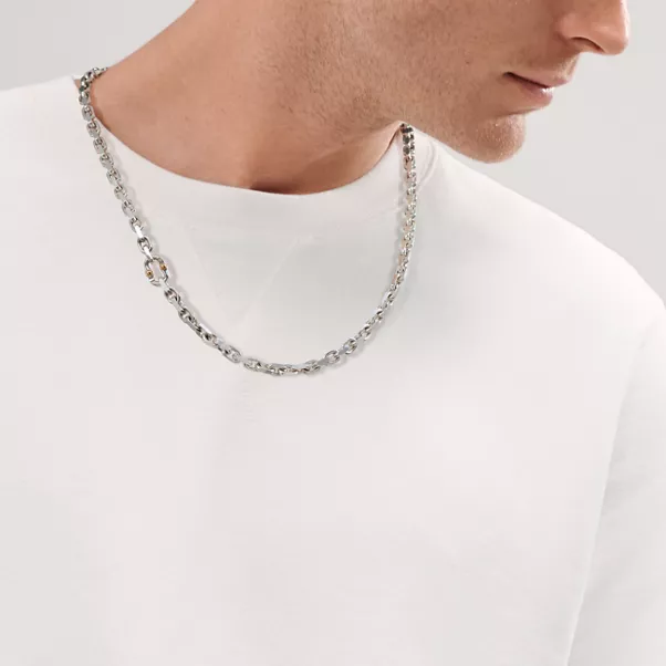 Makers Chain Necklace in Sterling Silver and 18k Gold, 24" 