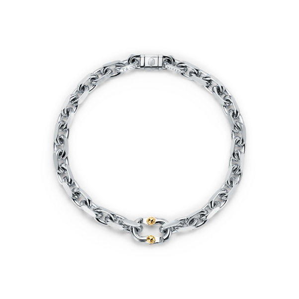 Tiffany 1837™:Makers schmales Gliederarmband in Sterlingsilber und 18 Karat Gold 