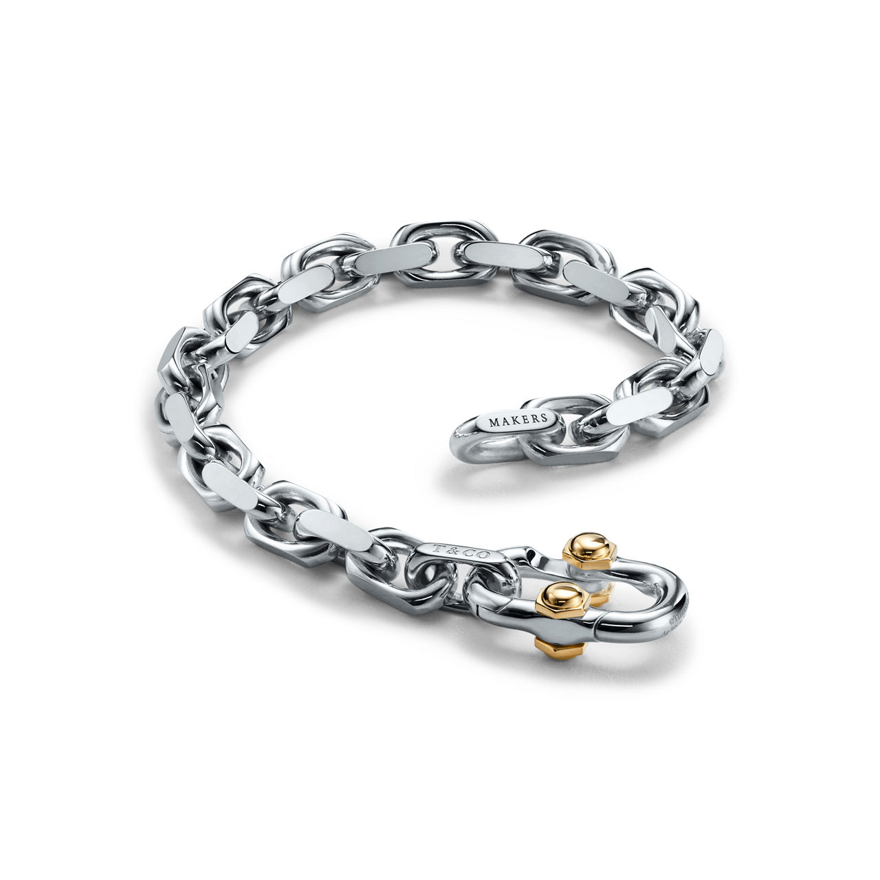 Tiffany 1837™:Makers Wide Chain Bracelet in Sterling Silver and 18k Gold  image number 2