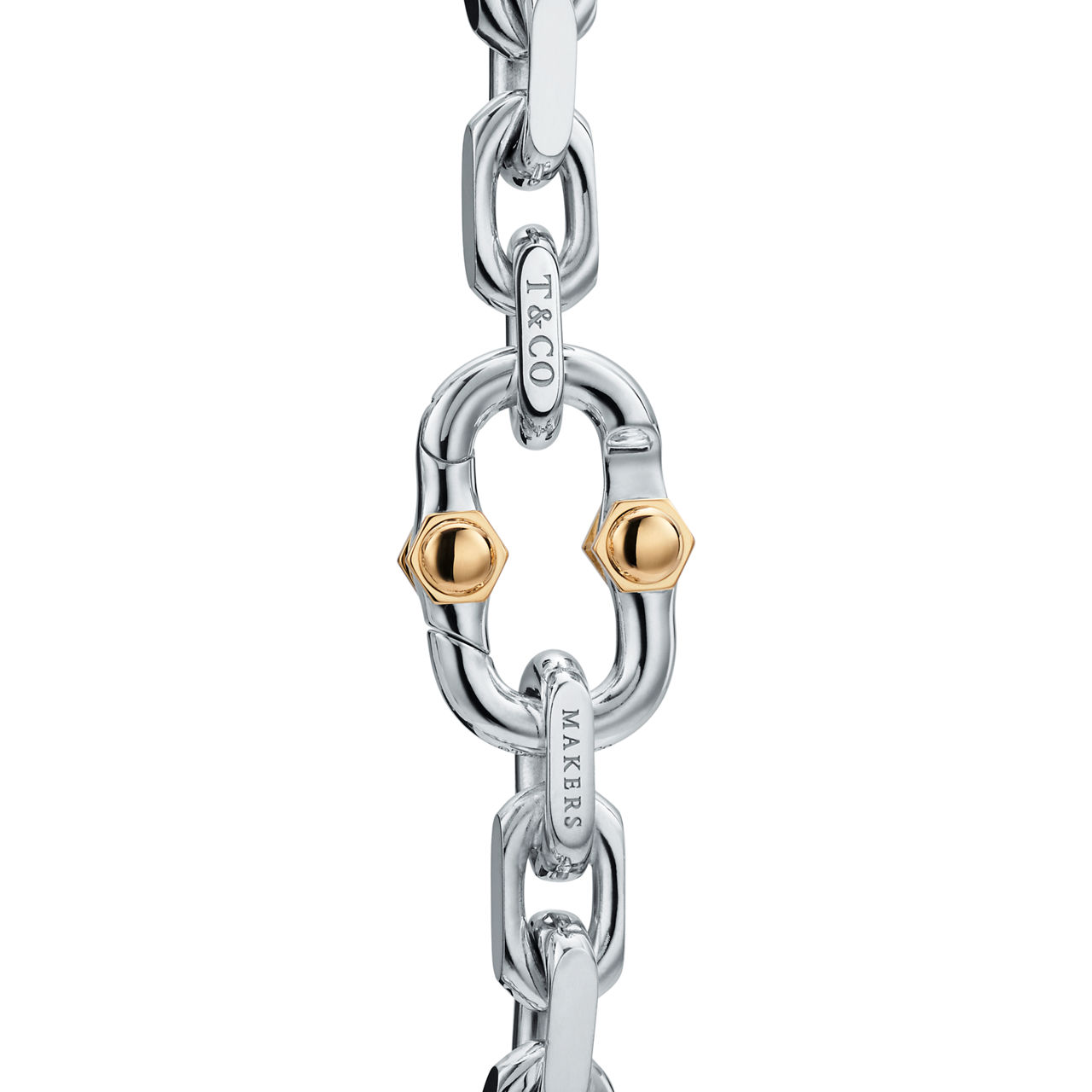 Tiffany 1837™:Makers Wide Chain Bracelet in Sterling Silver and 18k Gold  image number 3