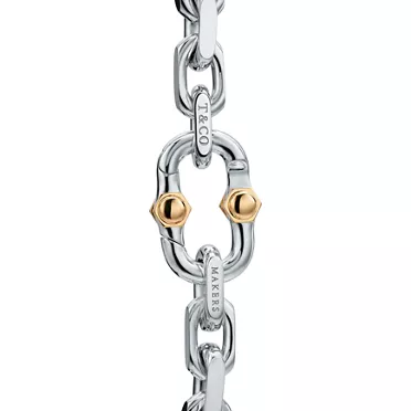 Tiffany 1837™:Makers Pulsera de cadena ancha en plata de ley y oro de 18 quilates , 3