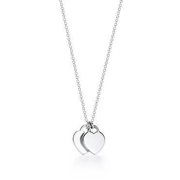 Return to Tiffany™:Roter Doppelherz-Anhänger in Silber, Mini, 2