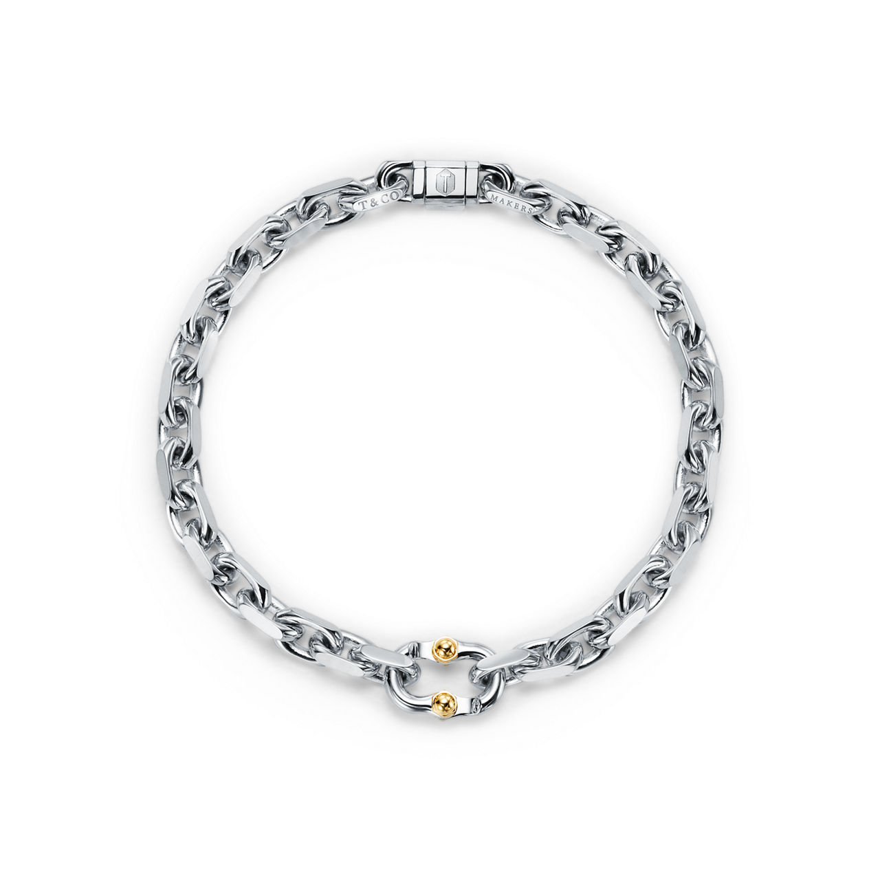 Makers schmales Gliederarmband in Sterlingsilber und 18 Karat Gold 