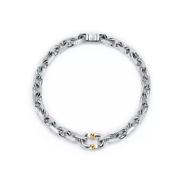 Makers Narrow Chain Bracelet in Sterling Silver and 18k Gold 