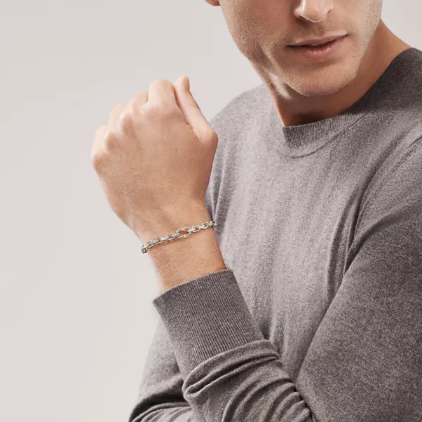 Makers Narrow Chain Bracelet in Sterling Silver and 18k Gold 