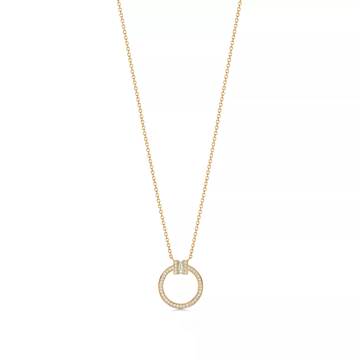 Diamond Pendant in Gold with a Baguette Diamond
