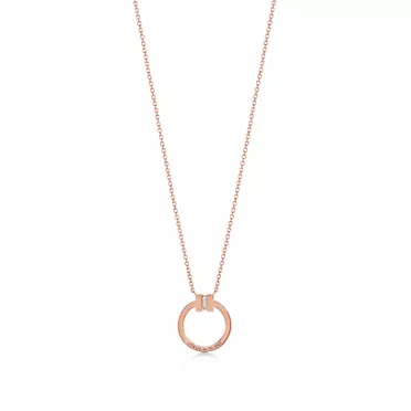 Tiffany T:Diamond Pendant in Rose Gold with a Baguette Diamond, 2