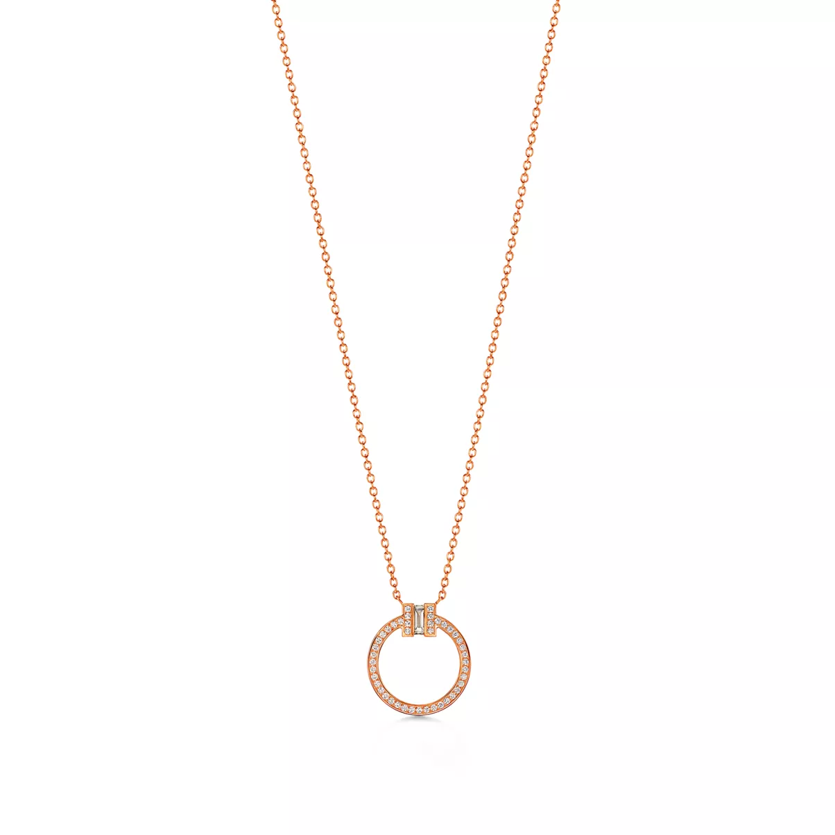 Diamond Pendant in Rose Gold with a Baguette Diamond