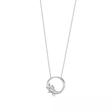 Tiffany Victoria®:Diamond Vine Circle Pendant in Platinum , 2